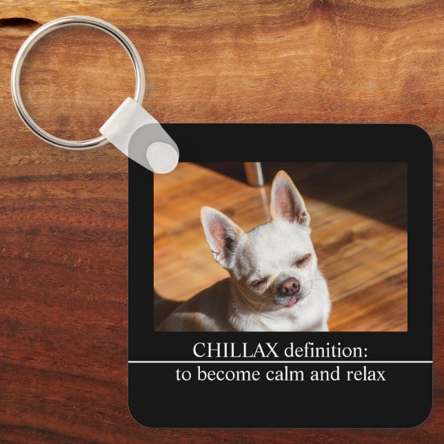 Chillax Chihuahua sömnig uppmjukat tunga ut Foto Nyckelring (Framsida)