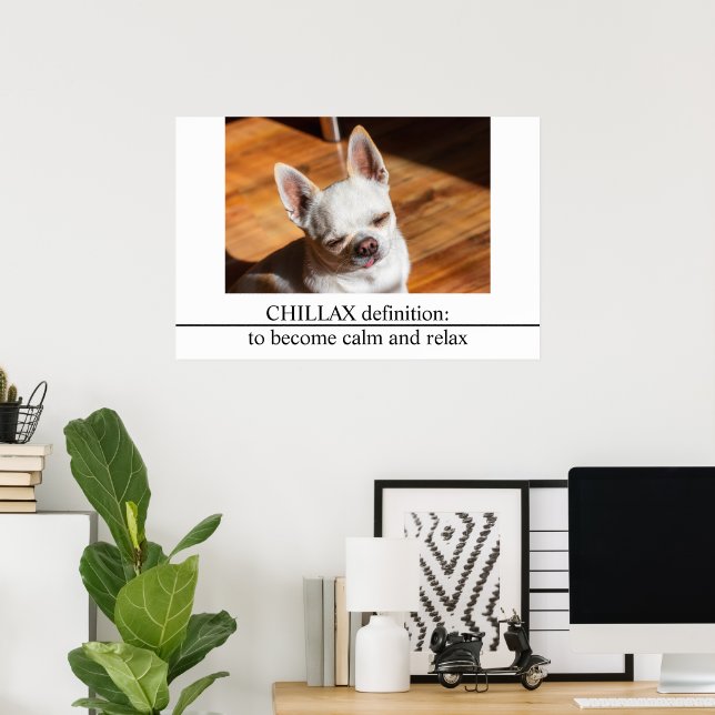 Chillax Chihuahua sömnig uppmjukat tunga ut Foto Poster (Hemmakontoret)