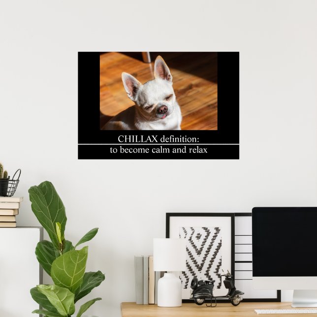 Chillax Chihuahua sömnig uppmjukat tunga ut Foto Poster (Hemmakontoret)