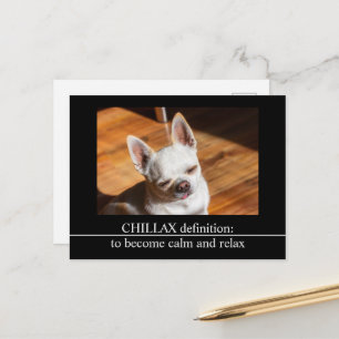 Chillax Chihuahua sömnig uppmjukat tunga ut Foto Vykort