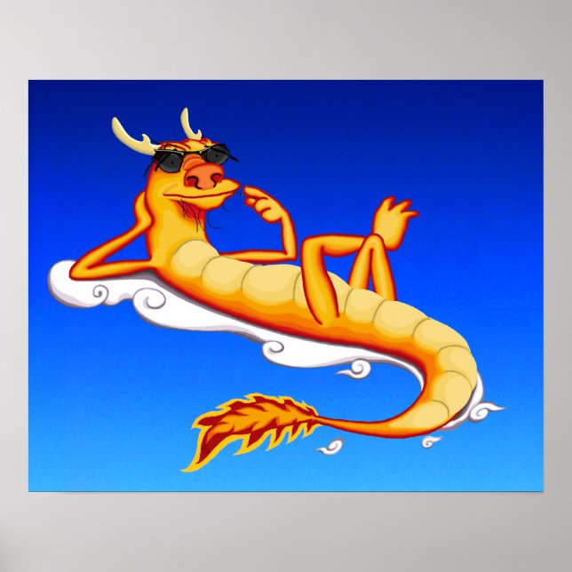 Chillax Dragon (blå) Poster (Framsidan)