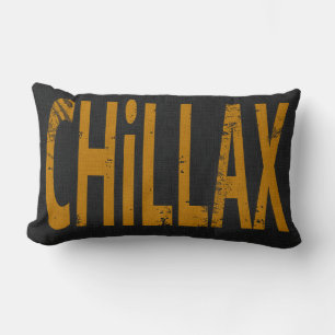 Chillax Skateboard Textkonst Svart Gul Lumbarkudde