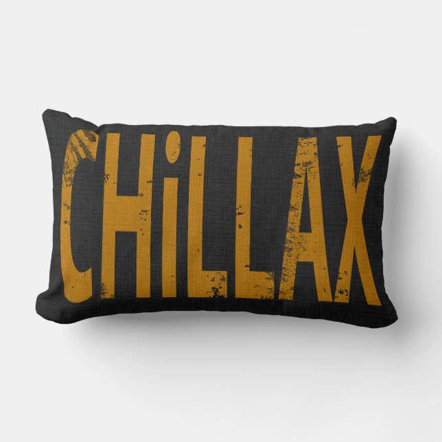 Chillax Skateboard Word Art Black  Yellow Lumbarkudde (Framsida)