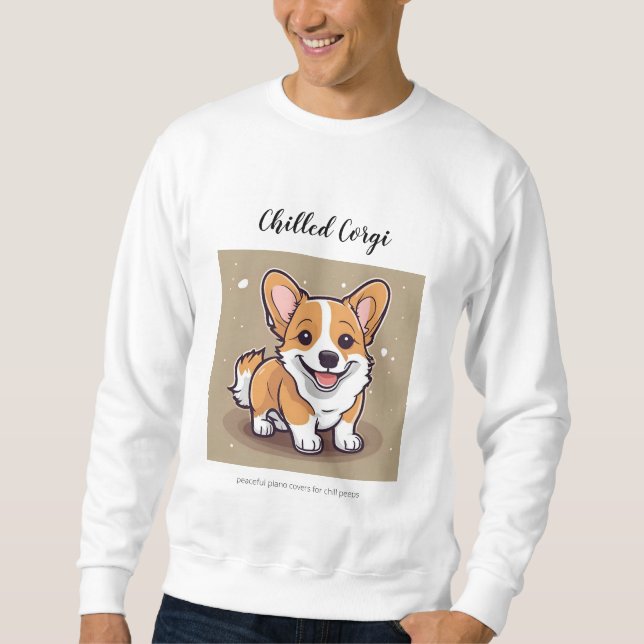 Chilled Corgi Sweatshirt - söt musikalisk hund (Framsida)