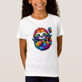 Chilled Sloth i Rainbow Vibes T Shirt