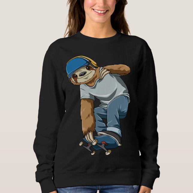 Chilled Sloth Skateboarding   Skater T Shirt (Framsida)