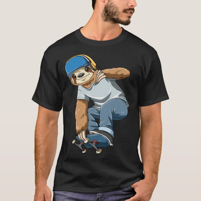 Chilled Sloth Skateboarding   Skater T Shirt (Framsida)