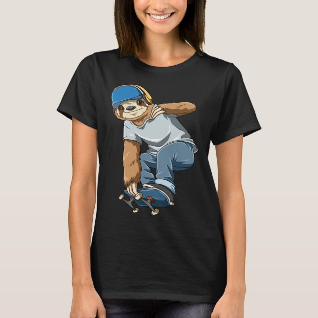 Chilled Sloth Skateboarding   Skater T Shirt (Framsida)
