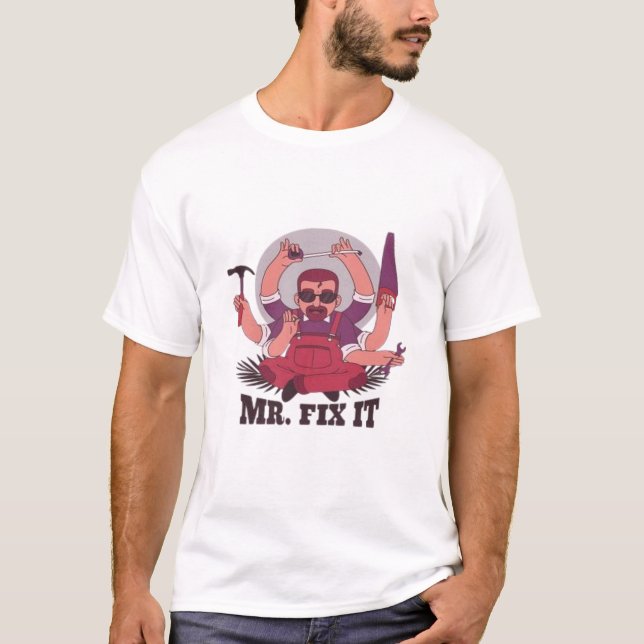 ChilledWorld “Mr. Fix It” Grafisk Bomullströja T Shirt (Framsida)