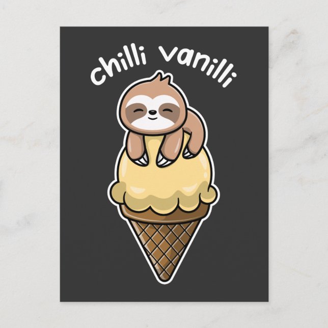 Chilli Vanilli / Chillendes Faultier mit Eis Vykort (Framsida)