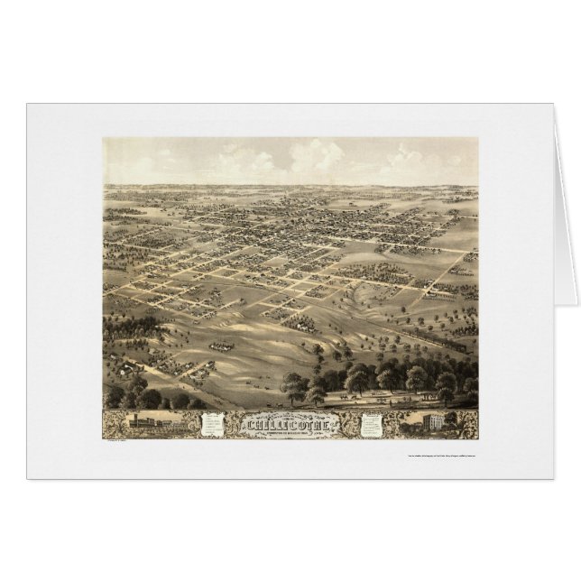 Chillicothe panorama- karta för MO - 1869 Hälsningskort (Framsidan Horizontal)