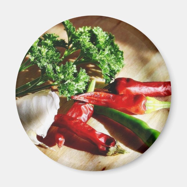 Chillies Chili Peppers Vitlic Parsley Magnet (Framsidan)