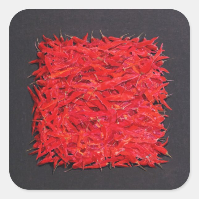 Chillies Fyrkantigt Klistermärke (Framsida)