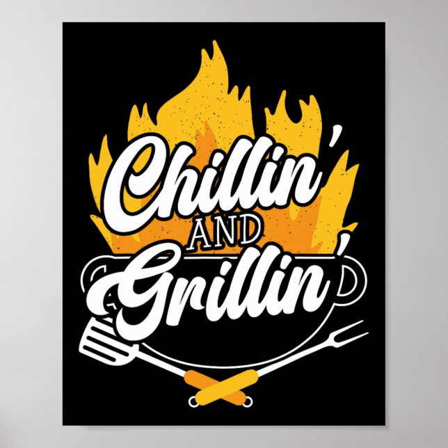 Chillin 'And Grillin' Bbq Grillmaster Grillfest  Poster (Framsidan)