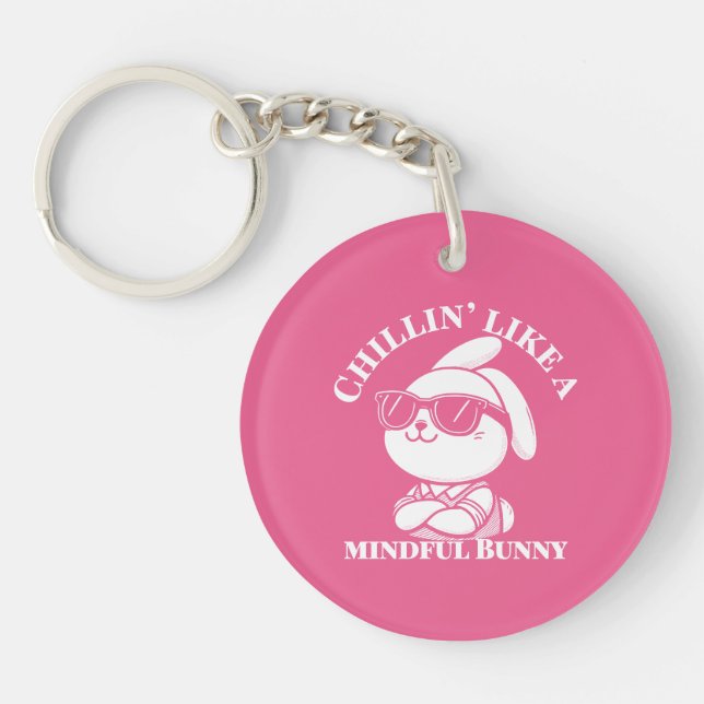 Chillin’ as a mindful Bunny - Rosa Keychain (Framsidan)