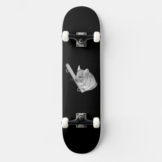 Chillin' Chinchilla Mini Skateboard Bräda 18,5 Cm (Framsida)