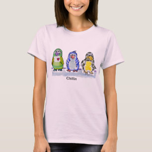 Chillin Cute Tecknad Penguins Tshirt T-shirt