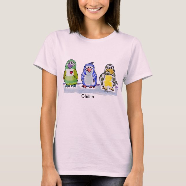 Chillin Cute Tecknad Penguins Tshirt T-shirt (Framsida)