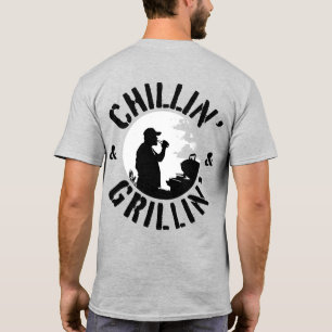 Chillin’ & Grillin’ Black Frimärke Front & Back T Shirt