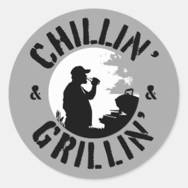 Chillin’ & Grillin’ Black Frimärke round Runt Klistermärke