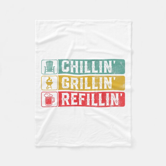 Chillin Grillin Refillin Bbq Pit Kött Smoker Grill Fleecefilt (Framsidan)