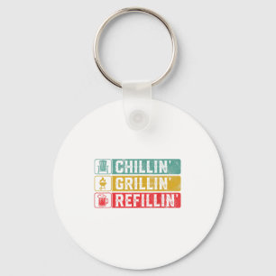 Chillin Grillin Refillin Bbq Pit Kött Smoker Grill Nyckelring