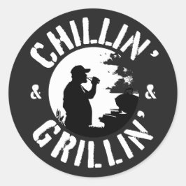 Chillin’ & Grillin’ White Frimärke Runt Klistermärke