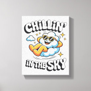 Chillin' i Himmel - avslappnad Cloud Retro Faux Canvastryck