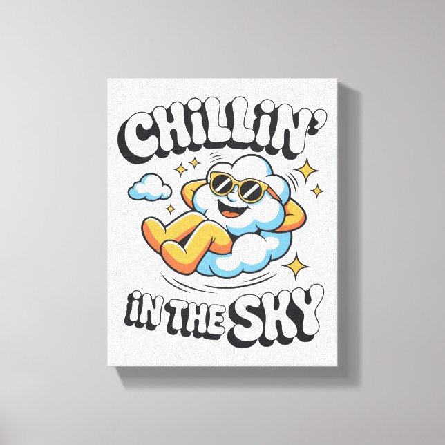 Chillin' i Himmel - avslappnad Cloud Retro Faux Canvastryck (Framsida)