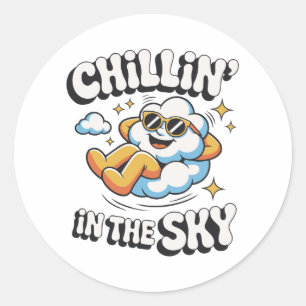 Chillin i Himmel Cute Cloud Design for Roligt Summ Runt Klistermärke