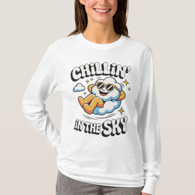 Chillin i Himmel Retro Cloud Design för sommaren T Shirt (Framsida)