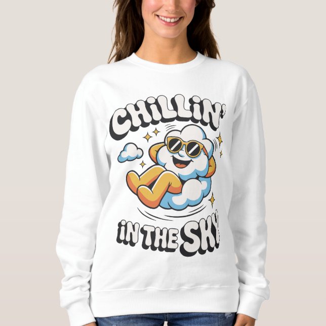 Chillin i Himmel Retro Cloud Design för sommaren T Shirt (Framsida)