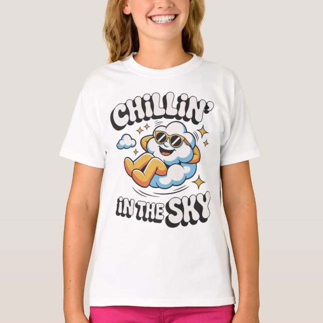 Chillin i Himmel Retro Cloud Design för sommaren T Shirt (Framsida)