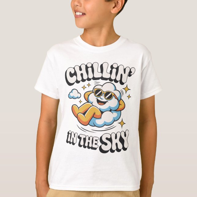 Chillin i Himmel Retro Cloud Design för sommaren T Shirt (Framsida)