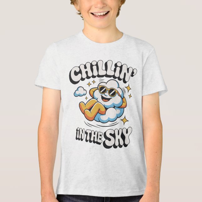Chillin i Himmel Retro Cloud Design för sommaren T Shirt (Framsida)