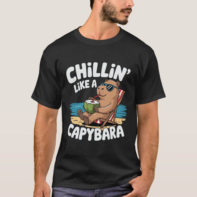 Chillin' Like a Capybara Funny Summer Vacation  T Shirt (Framsida)
