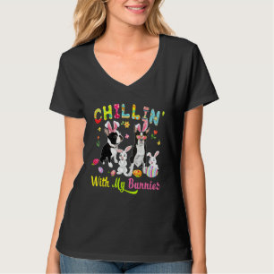 Chillin med min Bunnies Cute Bunny Boston Terrier T Shirt