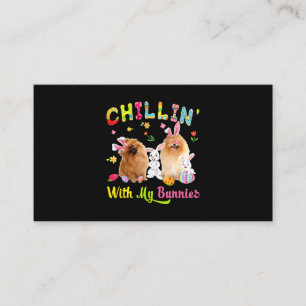 Chillin med min Bunnies Cute Bunny Pomeranian Hund Visitkort