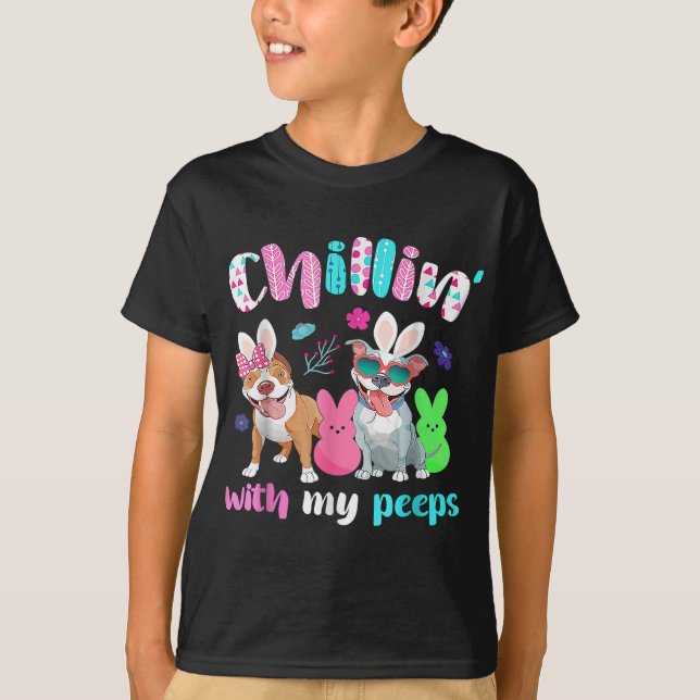 Chillin med min Bunny Hund älskare Påsk Manar Kvin T Shirt (Framsida)