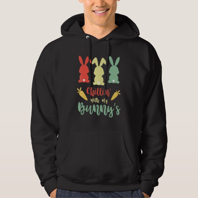 Chillin med min Bunnys Påskhare Funny Påsk 6 Hoodie (Framsida)