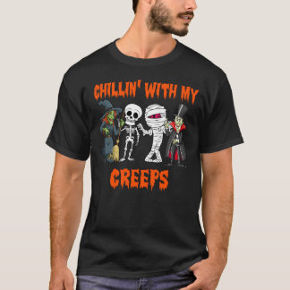Chillin med min Creeps Vampire Halloween Skeleton T Shirt