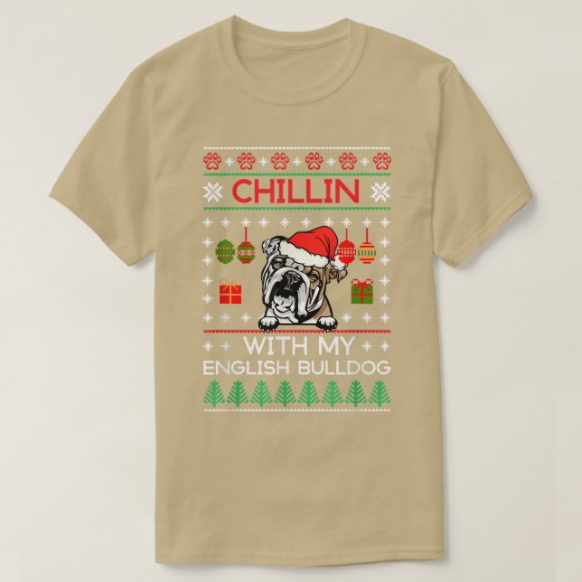 Chillin med min engelska bulldog Santa Ugly Christ T Shirt (Design framsida)