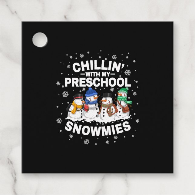 Chillin med min Preschool Snowmies jul Gåvor Etiketter (Framsida)