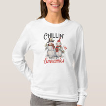 Chillin med min snowmiLångärmad kvinnor T-shirts