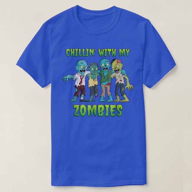 Chillin med min Zombies Halloween Boys Funny T Shirt (Design framsida)