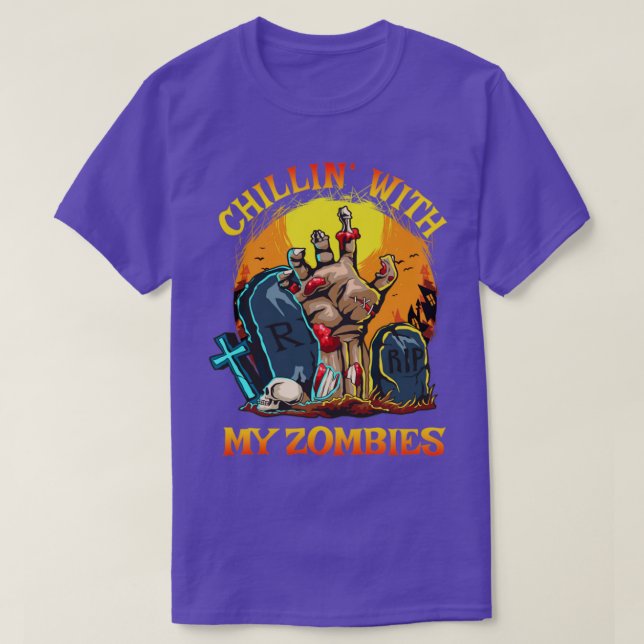 Chillin med min Zombies Halloween T Shirt (Design framsida)