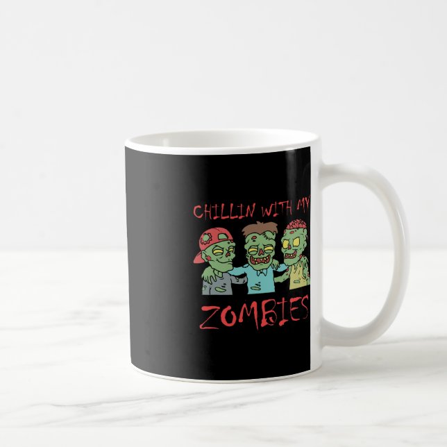 Chillin med min Zombies Roligt Halloween Kaffemugg (Höger)