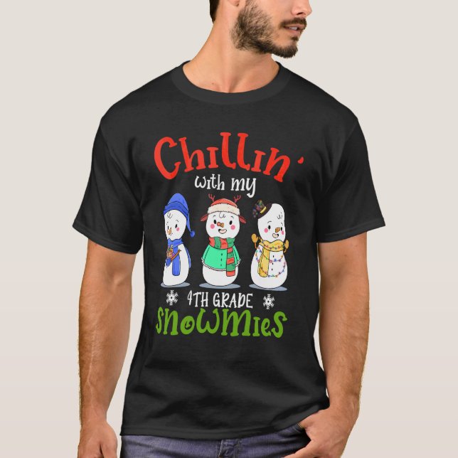 Chillin' Med Mina 4:e Klassens Tomtar Lärare Jul T Shirt (Framsida)