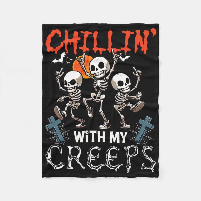 Chillin med mina krämar Halloween tre skräckslag Fleecefilt (Framsidan)