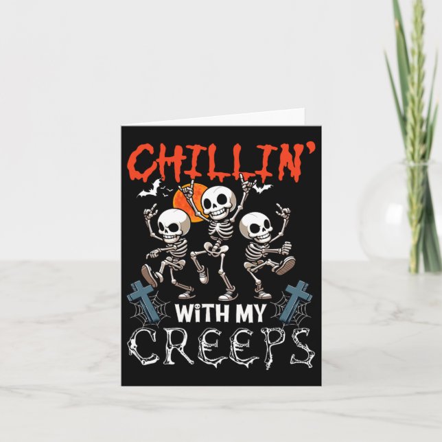 Chillin med mina krämar Halloween tre skräckslag Kort (Framsida)